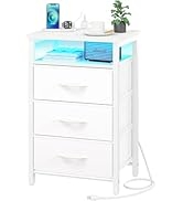 Yoobure Night Stand with Charging Station, 16 Colors LED Nightstand with USB Ports and Outlets, E...