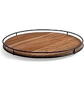 BIRDROCK HOME 18” Wooden Lazy Susan - Espresso - Iron Edges - Table Top Turntable - Cabinet or Pa...