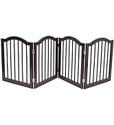 Internet's Best Dog Gate with Arched Top - 4 Panel - 24 Inch Step Over Fence - Free Standing Fold...