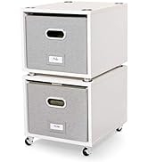 BIRDROCK HOME Rolling File Cabinet with 2 Lateral Drawers – Decorative Storage Shelf, Blankets, B...