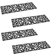 BIRDROCK HOME 10" x 30" Rubber Stair Mat with Scroll Design - 4 Pack - Tread Mat - Keeps Your Flo...