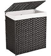 BIRDROCK HOME Divided Laundry Hamper with Lid - Brown - Double Sorter with Liner Bags - Large Col...