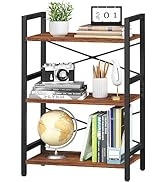 Yoobure Bookshelf Small Book Shelf, Solid Industrial 3 Tier Shelf Bookcase, Short Book Case for B...