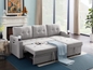 Linen Fabric Sleeper Sectional Reversible Storage Sofa