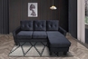 Velvet Reversible Sectional Sofa with Ottoman